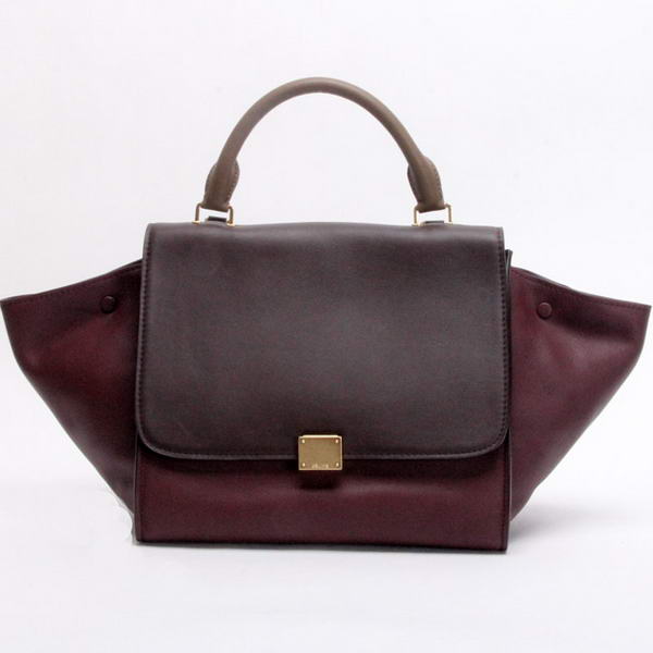 Celine Trapeze Bags Original Leather 64430 Bordeaux Khaki