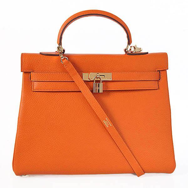 Hermes kelly 35CM clemence leather in Orange with Gold hardware