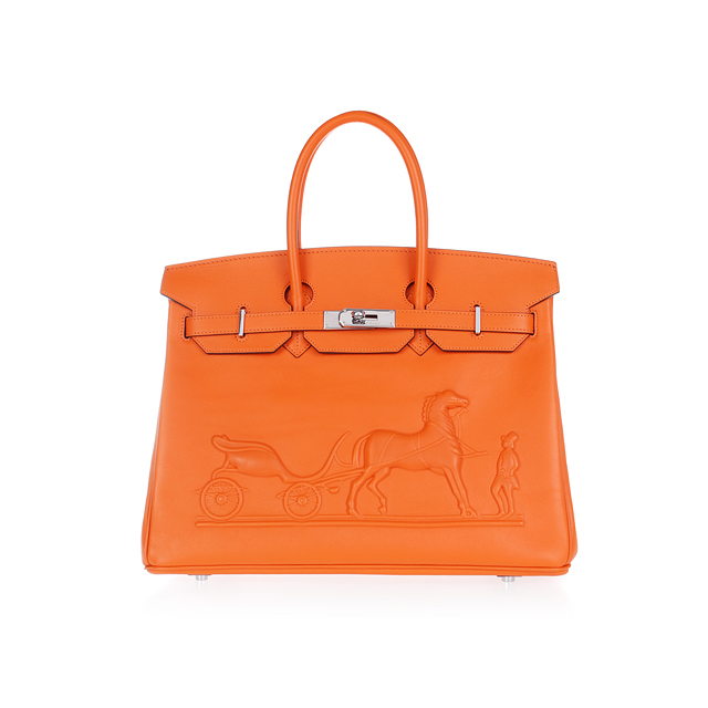 Hermes Birkin 35CM with Embossed logo Handbag Light  orange H35