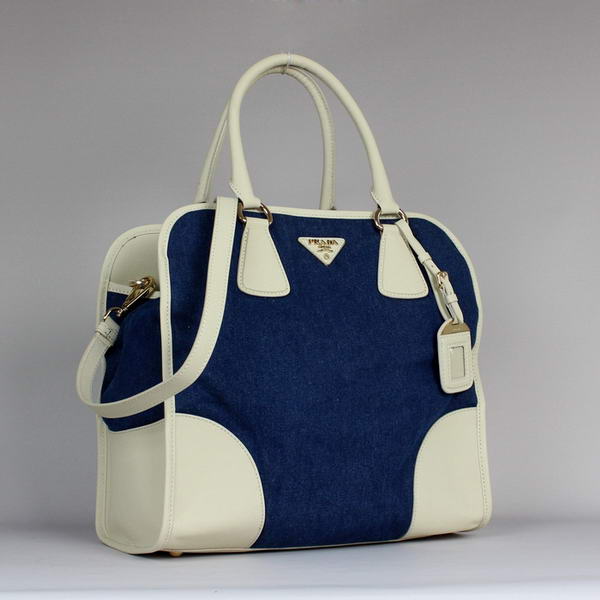 Prada BN2254_2ARC_F0IDR Denim Tote Bag Aviator Blue Chalk White