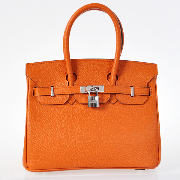 Hermes Birkin 25CM clemence leather in Orange with Silver hardware