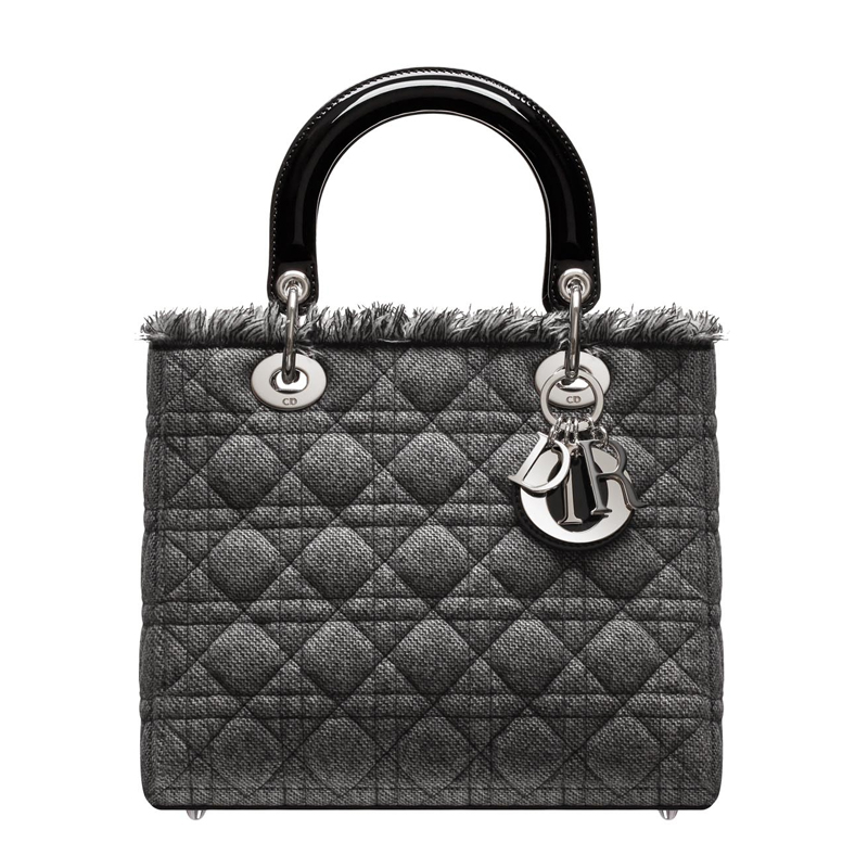 Black and white tweed Lady Dior bag