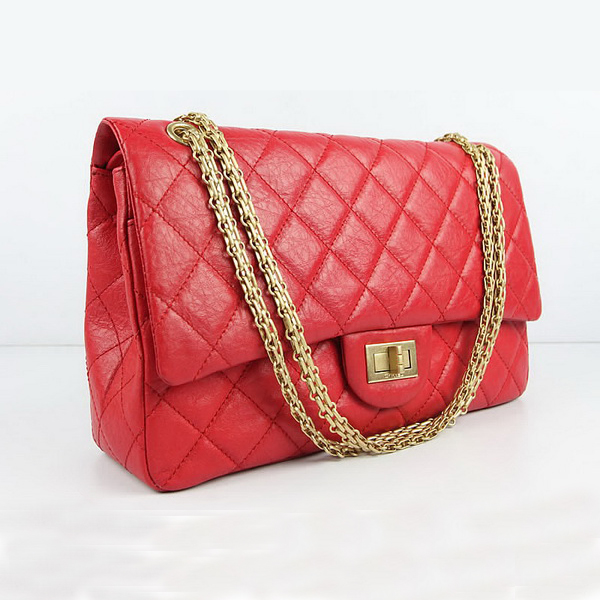 Chanel Flap Bag Quilted Red Leather with Gold Chain 48102