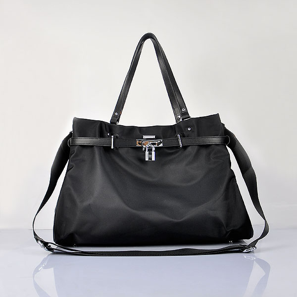 Hermes 2012 Waterproof Fabric Shoulder Bag Black