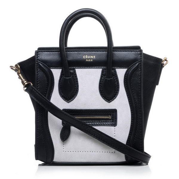 Celine Luggage Nano Bag Original Suede&Calf Leather Offwhite&Black