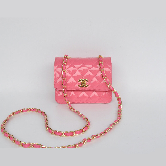 Chanel Classic Micro Flap Bag 1118 peach Patent leather Gold Hardware