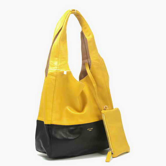 Celine New Lambskin Handbags 8823 Black Yellow