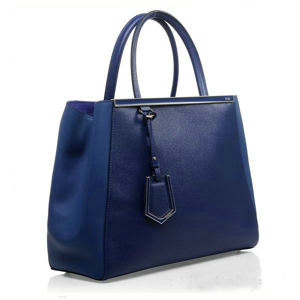 Fendi 2Jours Original Leather Tote Bag F2552M Blue