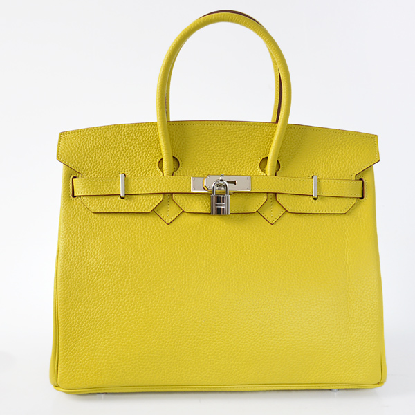 Hermes Birkin 35CM clemence leather in Lemon Yellow with Silver hardware