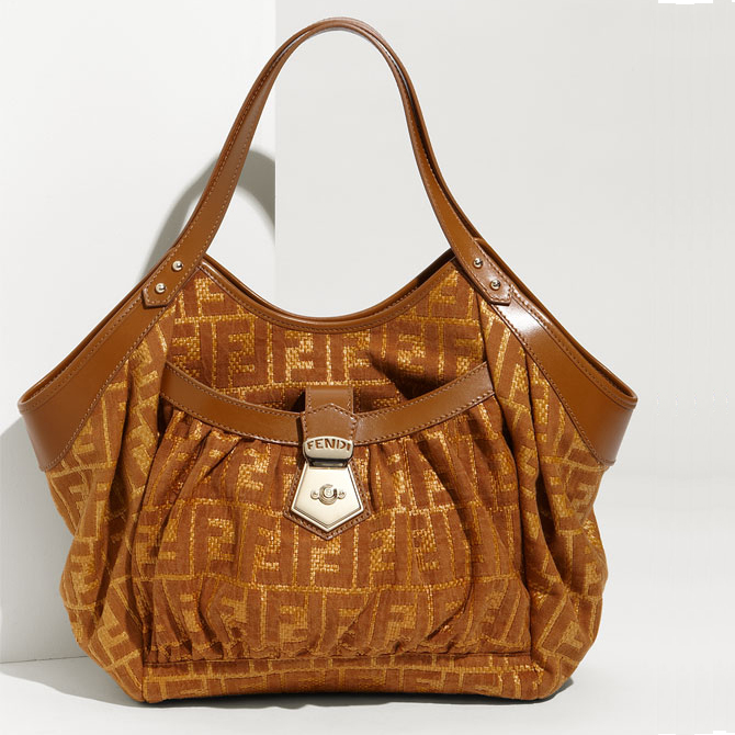 Fendi 'Chef Zucca - Small' Raffia & Fabric Tote