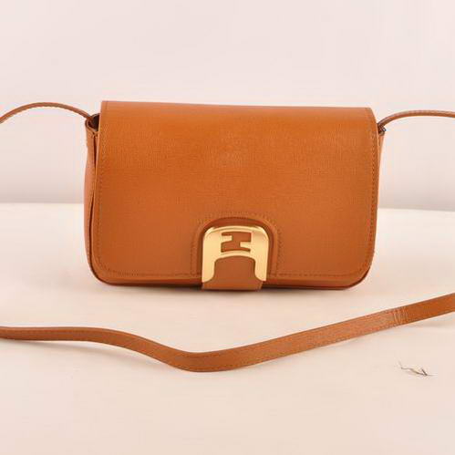 Fendi Chameleon Classic Saffiiano Leather Small Shoulder Bag 2541 Tan