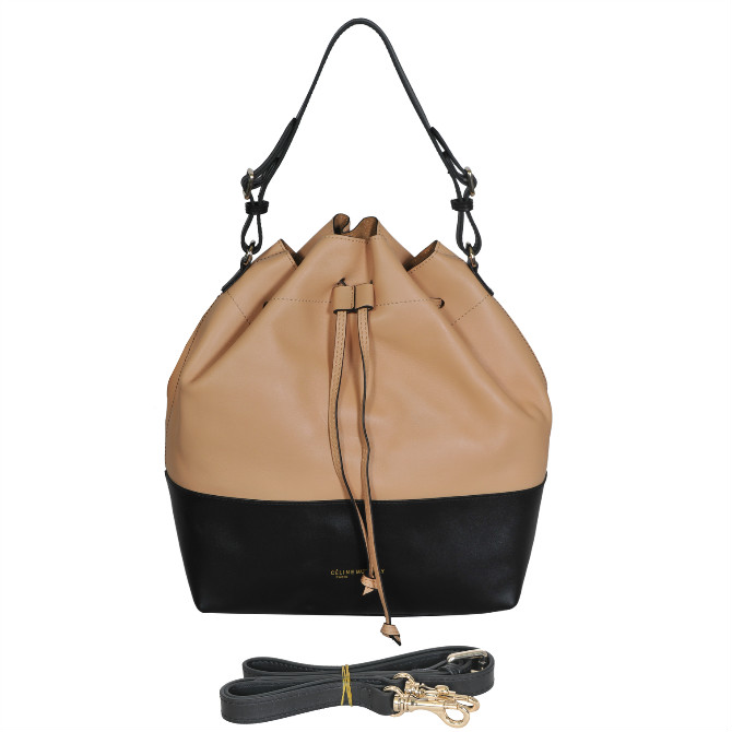 Celine Double Shoulder Bags 3385 Apricot/Black