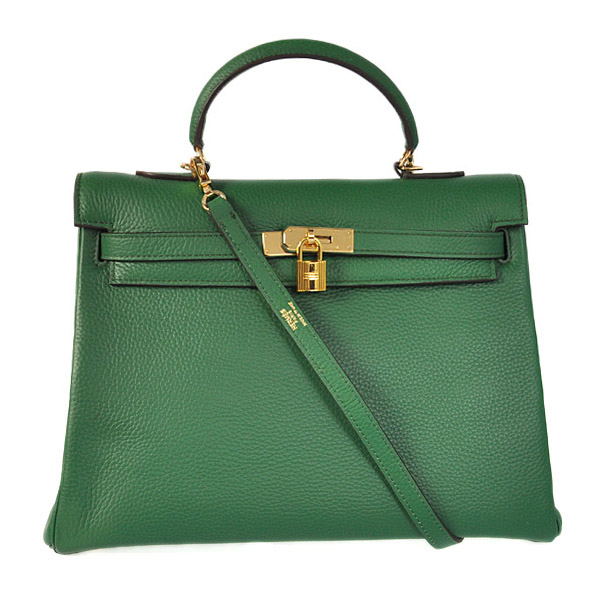 Hermes kelly 35CM Dark green clemence leather(Gold)