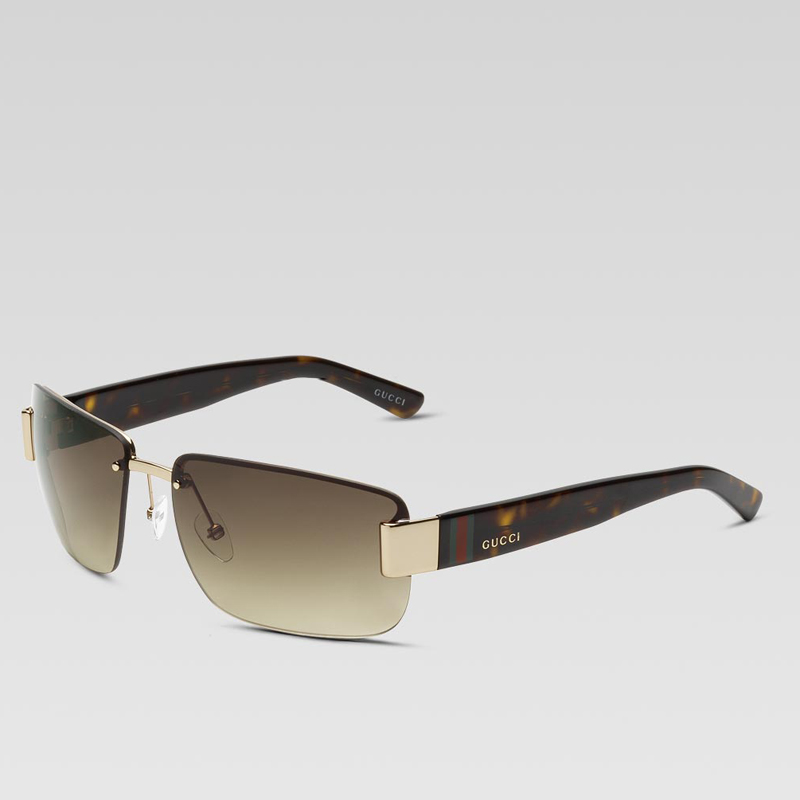 medium rimless sunglasses with gucci logo and sign