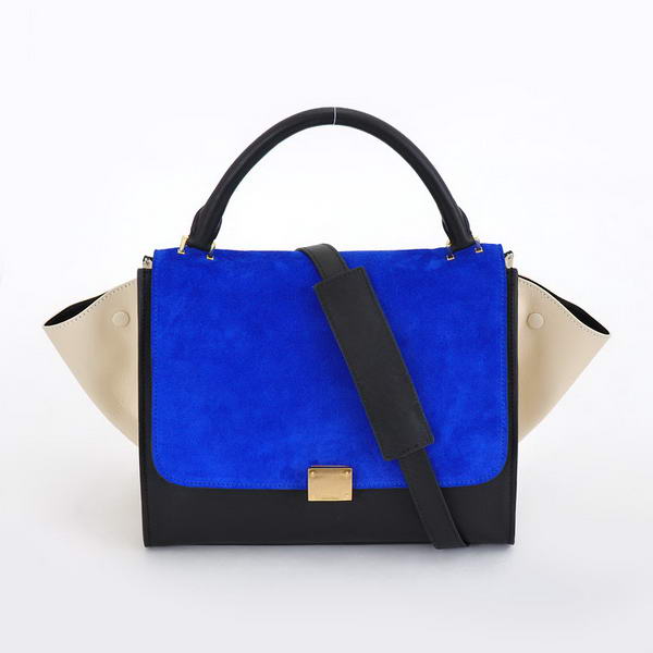 Celine Trapeze Bags Suede with Calfskin 88037 Blue Black