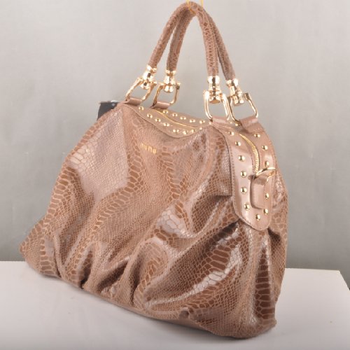 Miu Miu Snake Veins Tote Bags 90299 camel