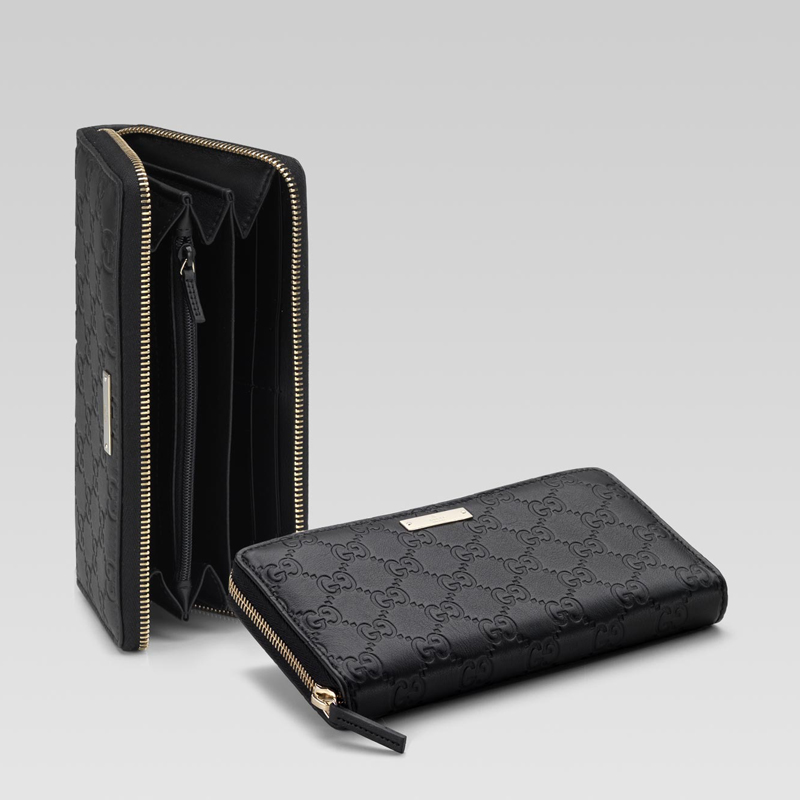 zip around wallet with gucci trademark engraved me