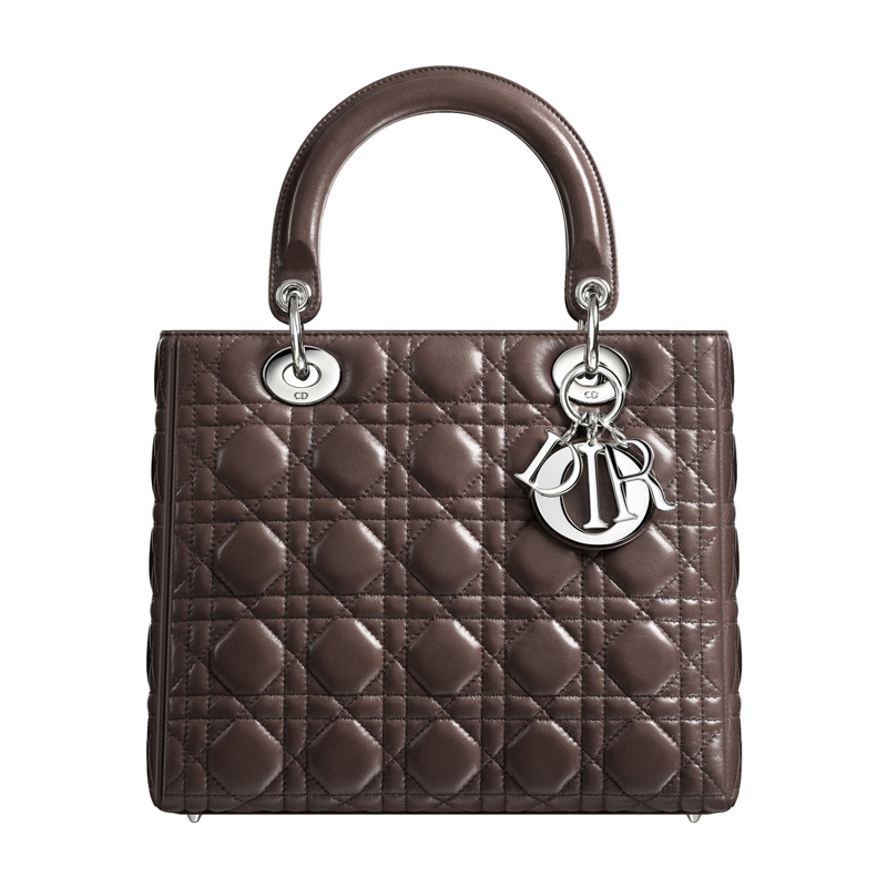 Mist-coloured leather Lady Dior bag