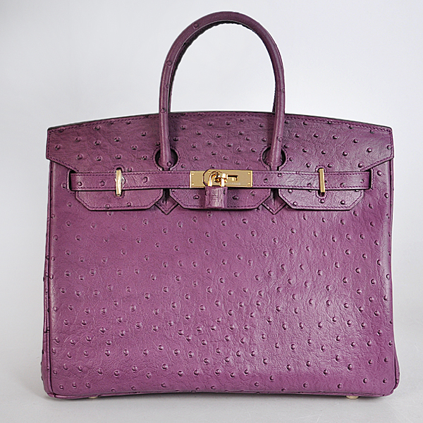 Hermes Birkin 35CM Purple Ostrich stripes leather(Gold)