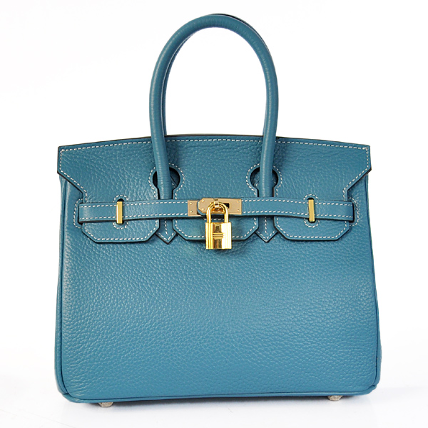 Hermes Birkin 25CM clemence leather in Medium Blue with Gold hardware