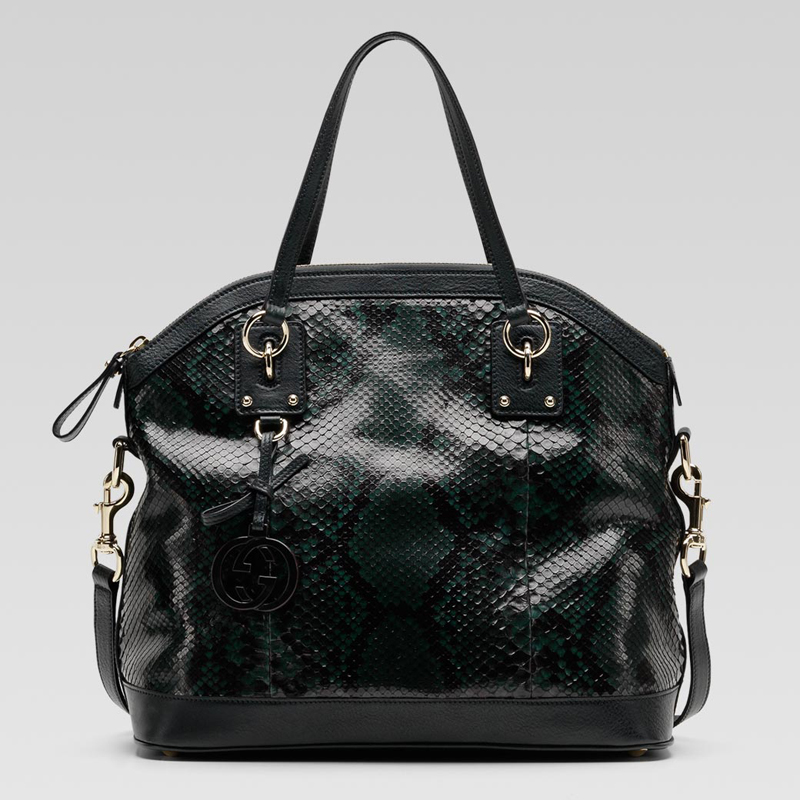 'GUCCI CHARM' large top handle bag with leather GG