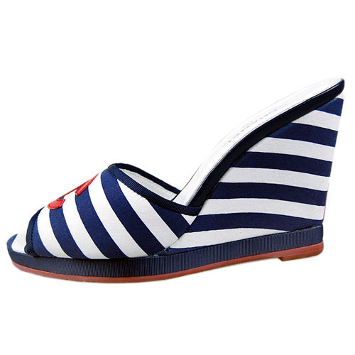 Chanel Cotton Blue/White Stripe Flats