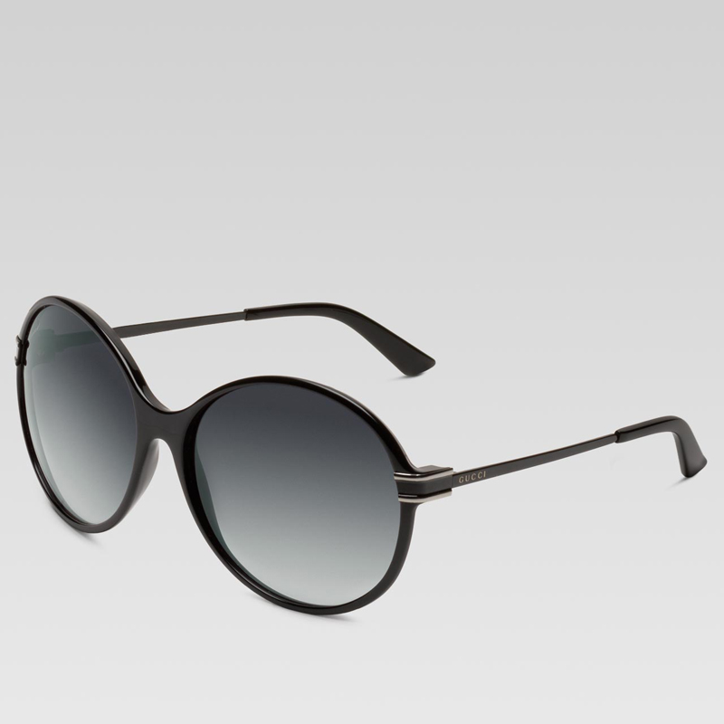 medium round frame sunglasses with gucci logo and