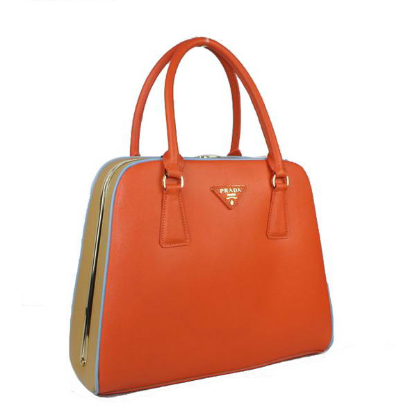 Prada Saffiano Leather Medium Tote Bag BL5018 Orange&Apricot