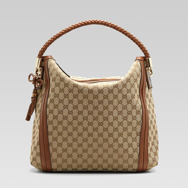 'bella' large hobo with woven leather bow, bamboo