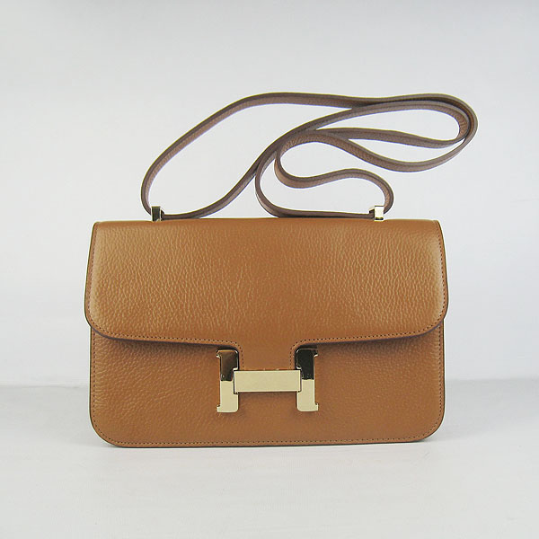 Hermes Constance Togo Leather Single Bag Light Coffee Gold Hardware H020