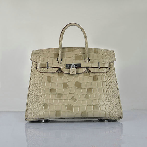 Hermes Birkin 35CM Tote Bag Croco Leather H6089 Grey