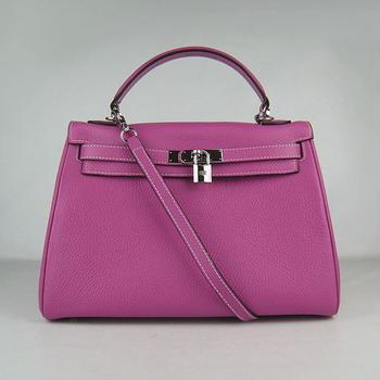 Hermes Kelly Handbags 32CM light Purple(silver)