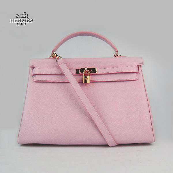 Hermes Kelly 35cm Togo Leather Bag Pink 6308 Gold Hardware