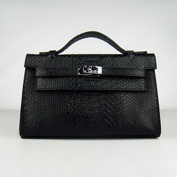 Hermes Kelly 22CM Black Snake Stripe