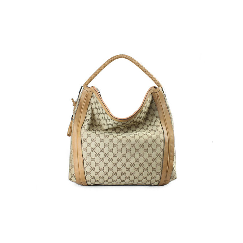 'bella' large hobo with woven leather bow, bamboo