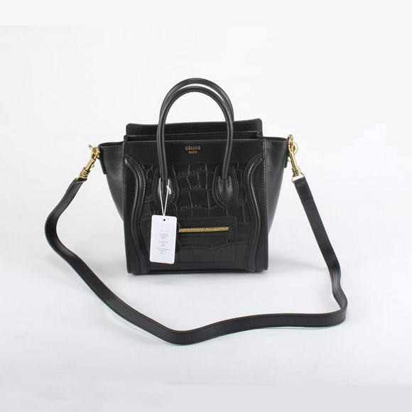 Celine Luggage Bags Mini in Croco Black