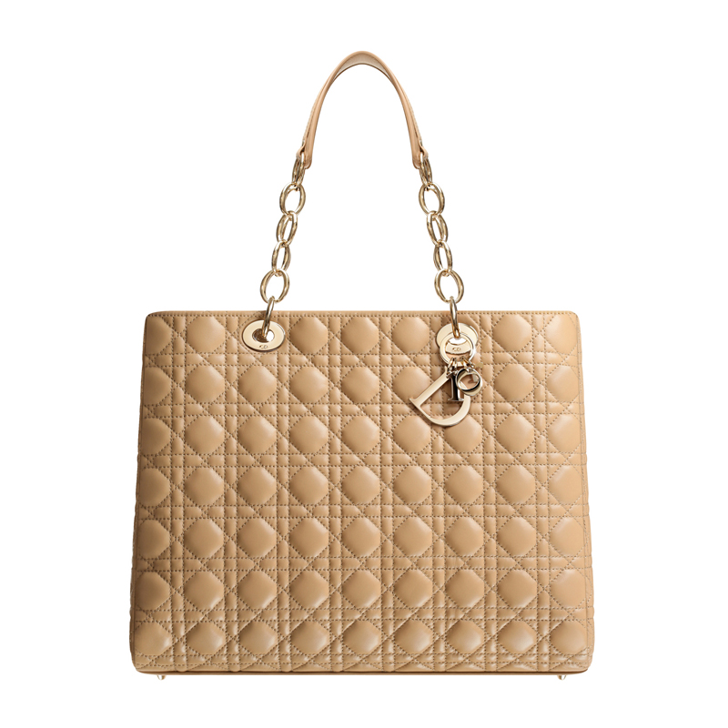 Beige leather Dior Soft shopping bag