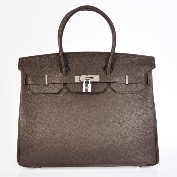 Hermes Birkin 35CM clemence leather in Dark Brown with Silver hardware