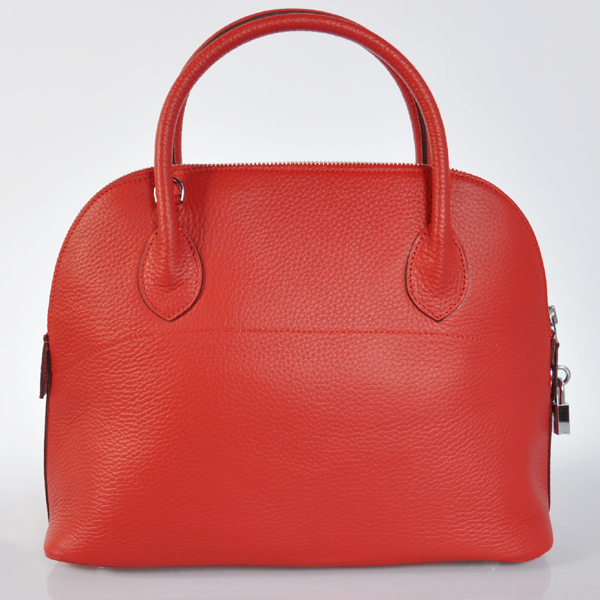 Hermes Bolide Togo Leather Tote Bag in Flame with Silver hardware