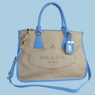 Prada City Canvas Tote Bag BN2161B Blue