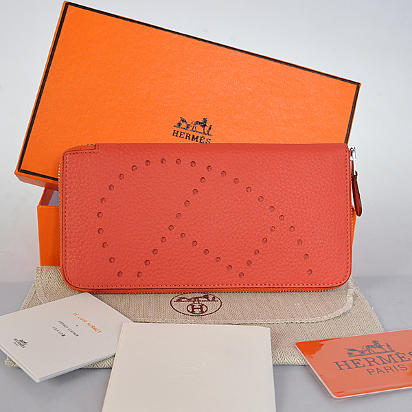 Hermes Evelyn Wallet clemence leather in Watermelon Red