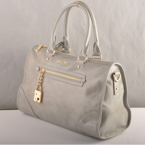 Miu Miu Shiny Leather Tote Bags 90303 Grey