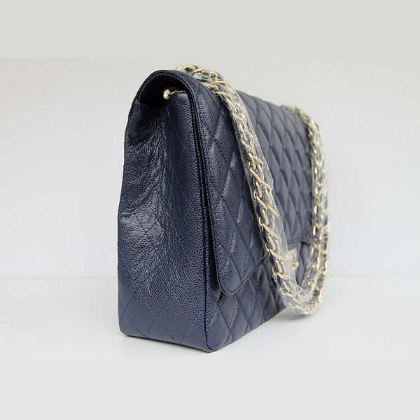 Chanel Flap Bag Quilted Navy-Blue Caviar with Gold Chain 1116