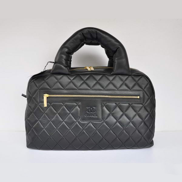 Chanel Coco Cocoon Quilted Lambskin Bowling Bag A36045 Black