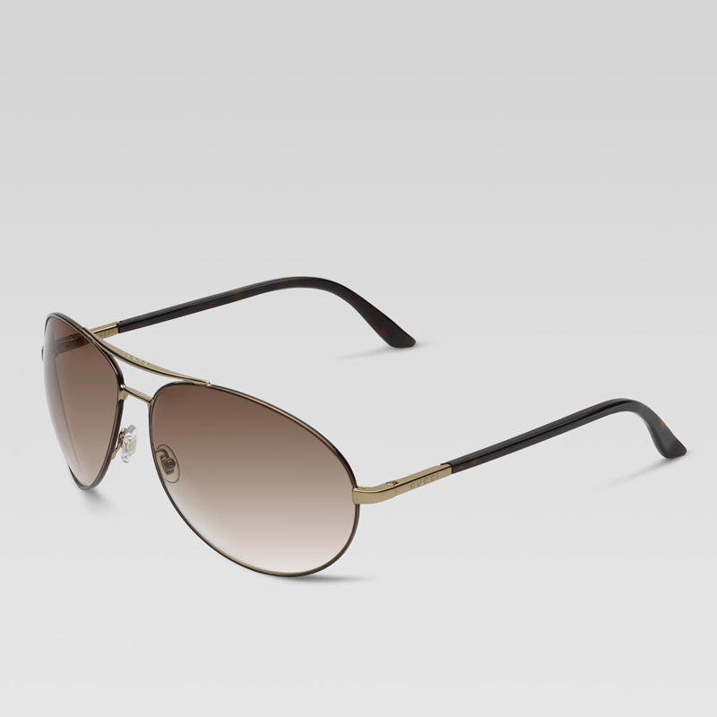 aviator sunglasses with gucci logo on temple