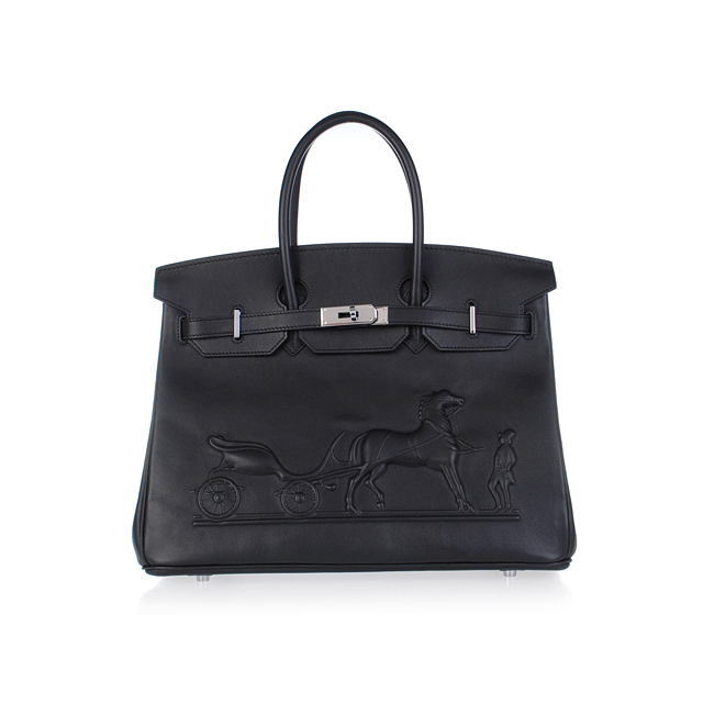 Hermes Birkin 35CM with Embossed logo Handbag black H35