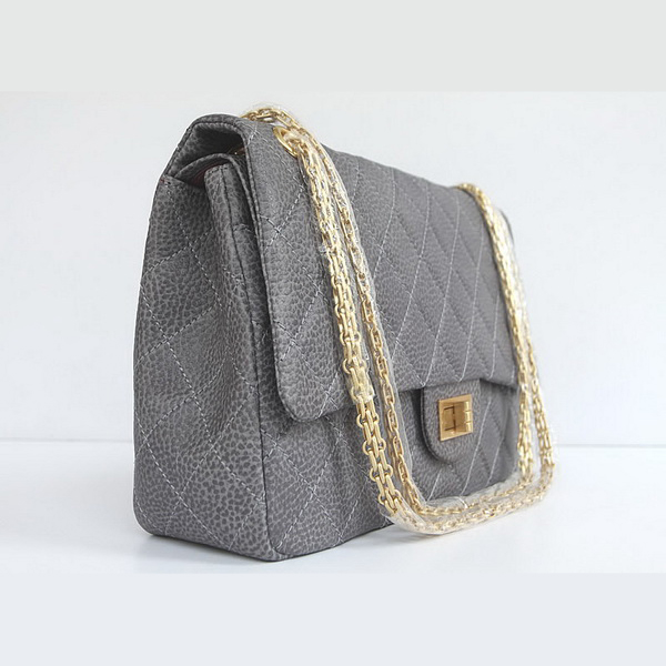 Chanel Flap Bag Quilted Ancient-Gray Leather with Gold Chain