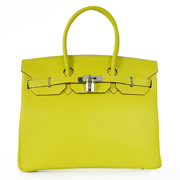 Hermes Birkin 35CM Palm stripes leather in Lemon Yellow with Silver hardware