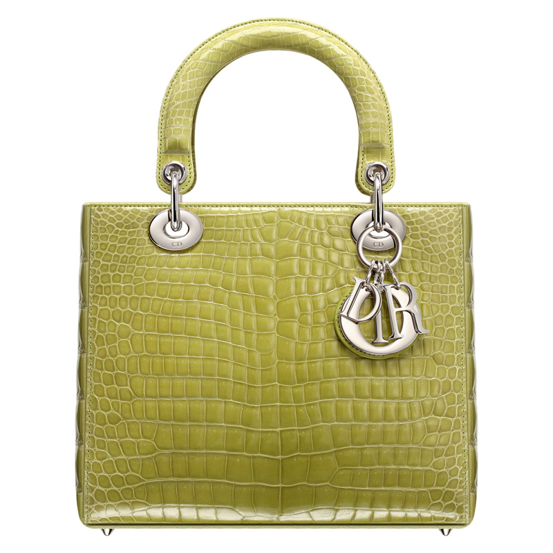 Green crocodile 'Lady Dior' bag