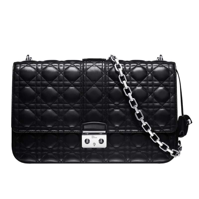 Black leather Miss Dior bag